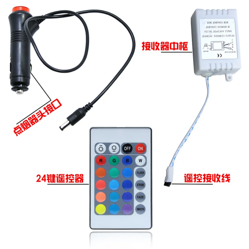 Автомобильная RGB Светодиодная лента 4*9 шт. SMD 5050 10 Вт интерьер автомобиля декоративный атмосферная Лента Автоматическая RGB дорожка напольный свет дистанционное управление 12 В