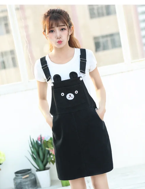 Black Denim Dungaree Skirt Womens Black Dungaree Dress T Shirt