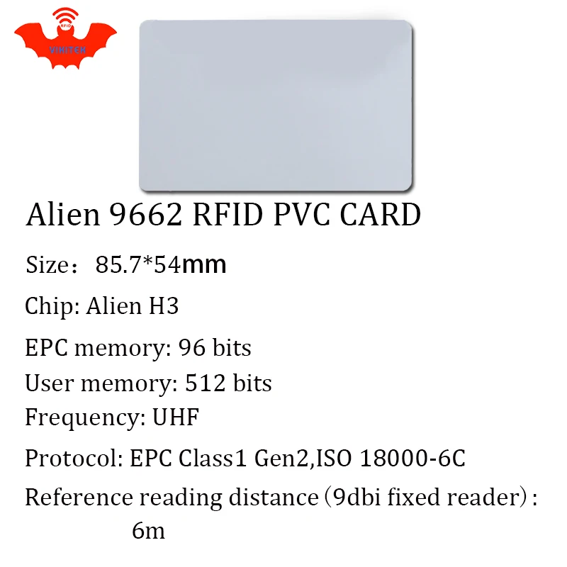 Sale RFID tag UHF PVC card Alien 9662 915mhz 868mhz 860-960MHZ Higgs3 EPC 6C 500pcs free shipping smart long range passive RFID tags 5