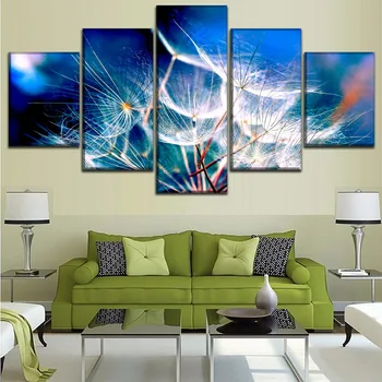 

Canvas Prints Wall Art Modular Pictures Home Decor Living Room 5 Pieces White Dandelion Flower Paintings Decorative Framework