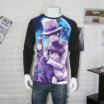 

Cosplay Anime Mens Japan Cartoon Anime Detective Conan T Shirt Men Summer Cotton Short Sleeves O-Neck Long sleeve t-shirt