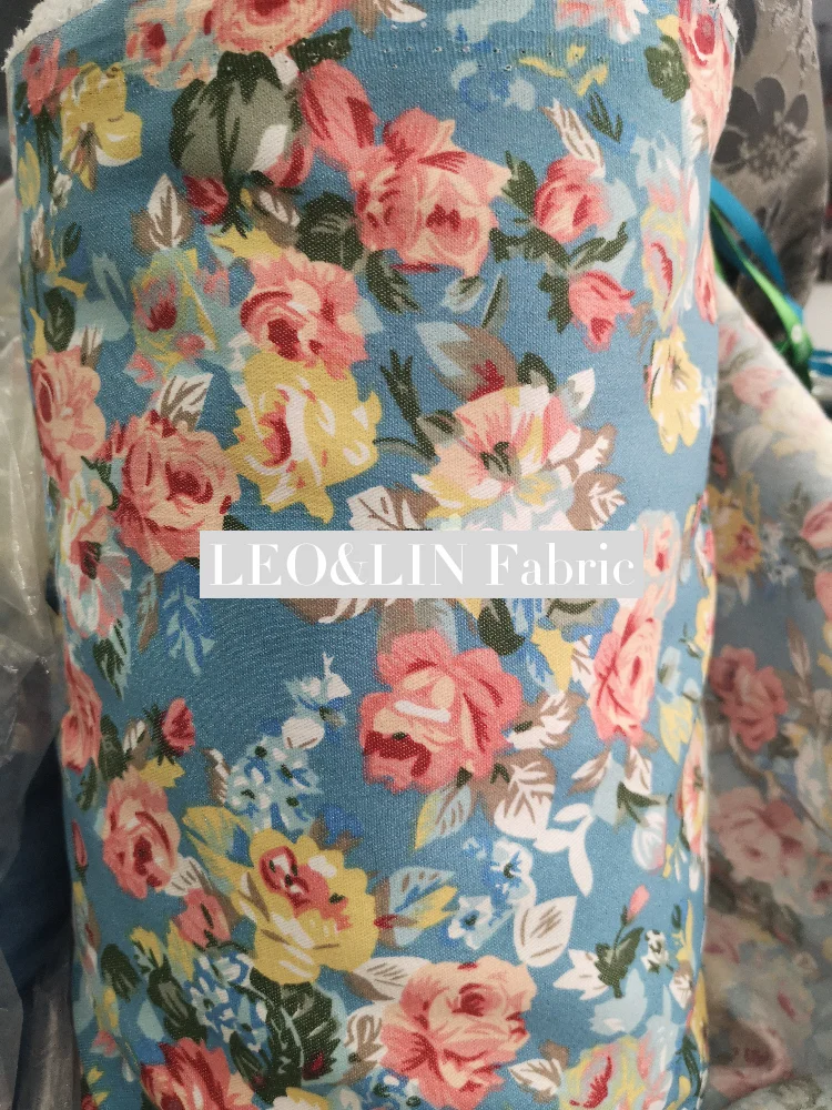 LEO& LIN Летний дышащий Тонкий светильник с розами, штаны синего цвета, леггинсы, брюки-карандаш, ткань 100 см