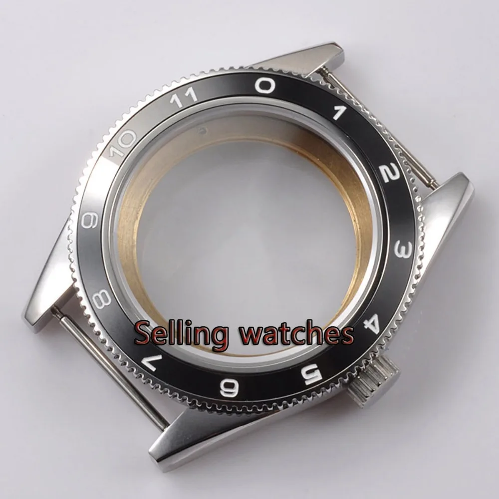 

41mm black ceramic bezel sapphire glass Watch Case fit ETA 2836 mingzhu 2813 miyota 82 series MOVEMENT