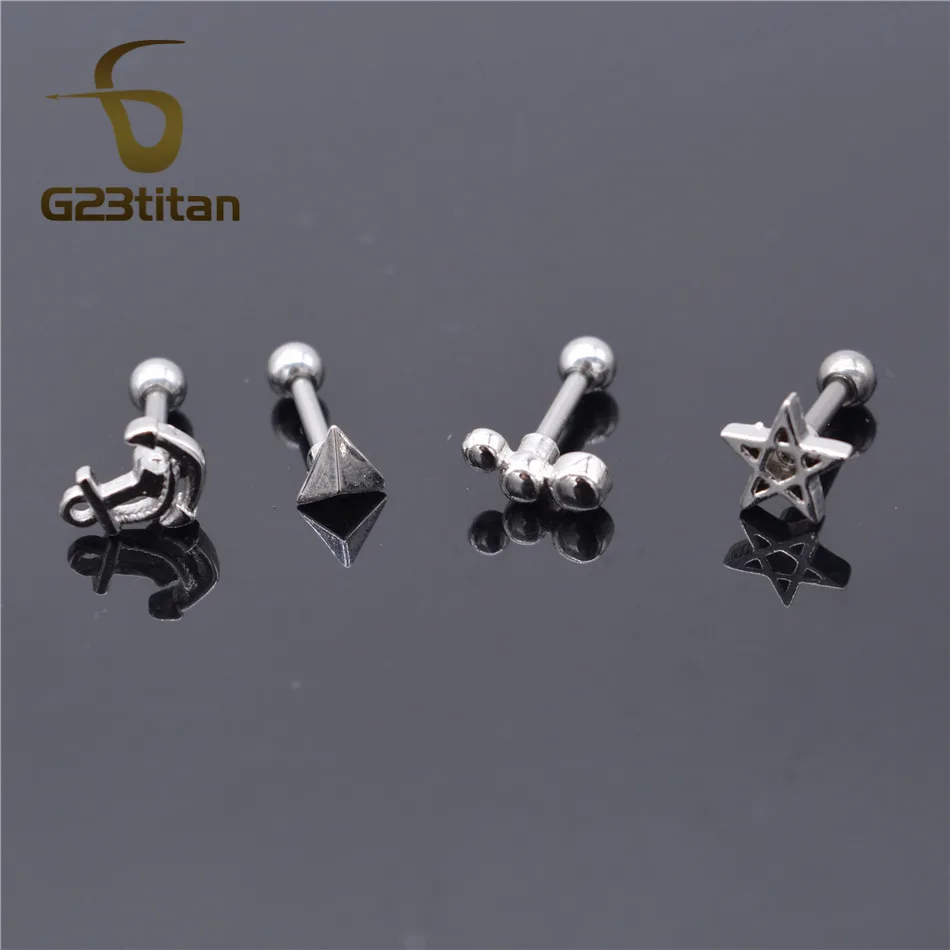 G23titan Ear Piercings Jewelry Mens Womens 16G 6mm Labret Studs for Lobe Tragus Piersing Fashion Ear Plugs Barbell