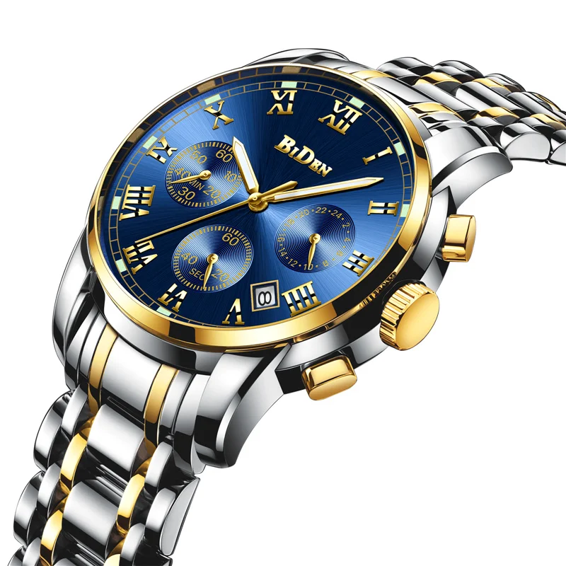 

Top Brand Luxury Quartz Men Business Watches BIDEN Calendar Roman Wristwatch Male Clock Casual Waterproof Watch reloj hombre