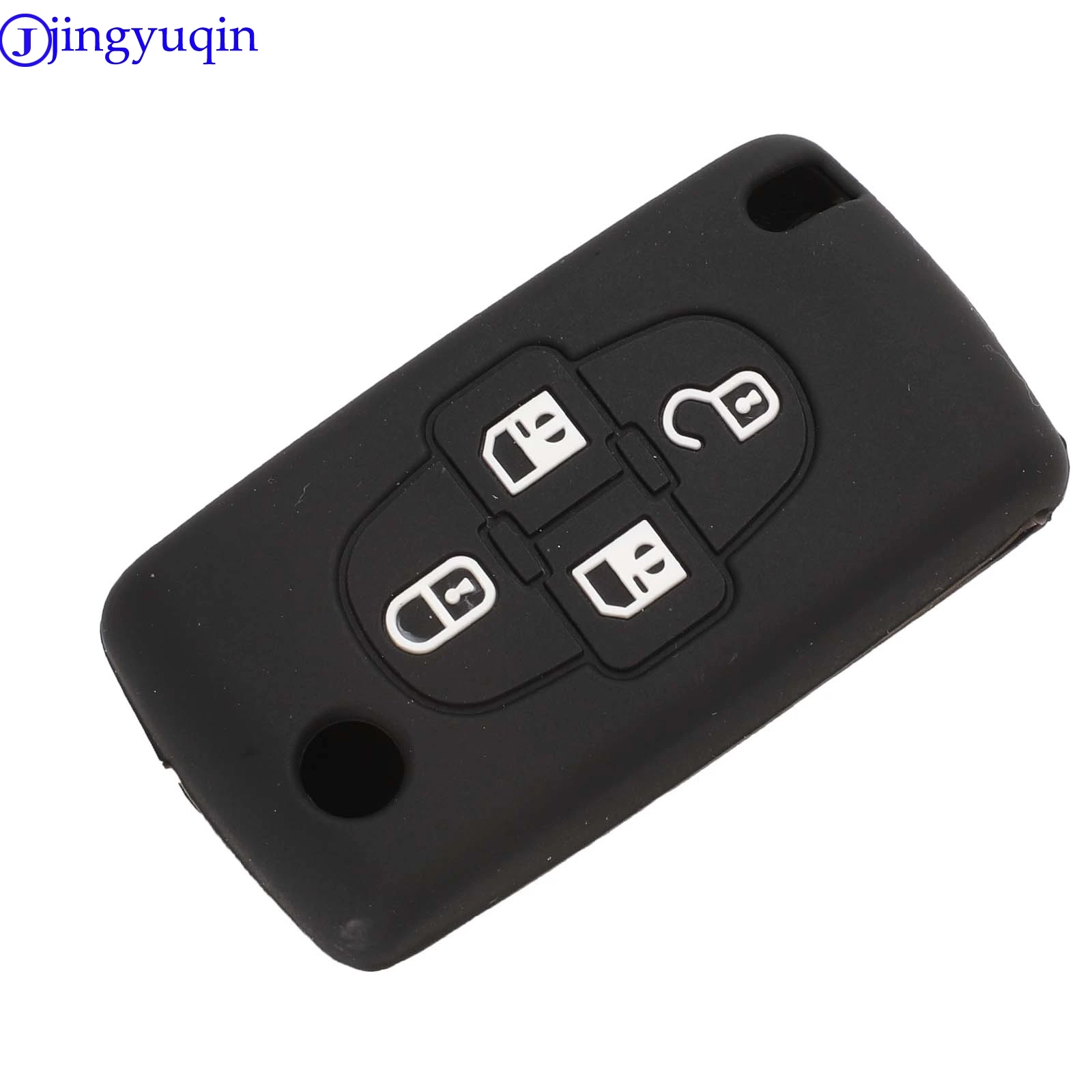 Jingyuqin Remote Key Silicone Cover Case Auto Key Voor Peugeot 1007 807 Voor Citroen C8 4 Knoppen Folding Flid