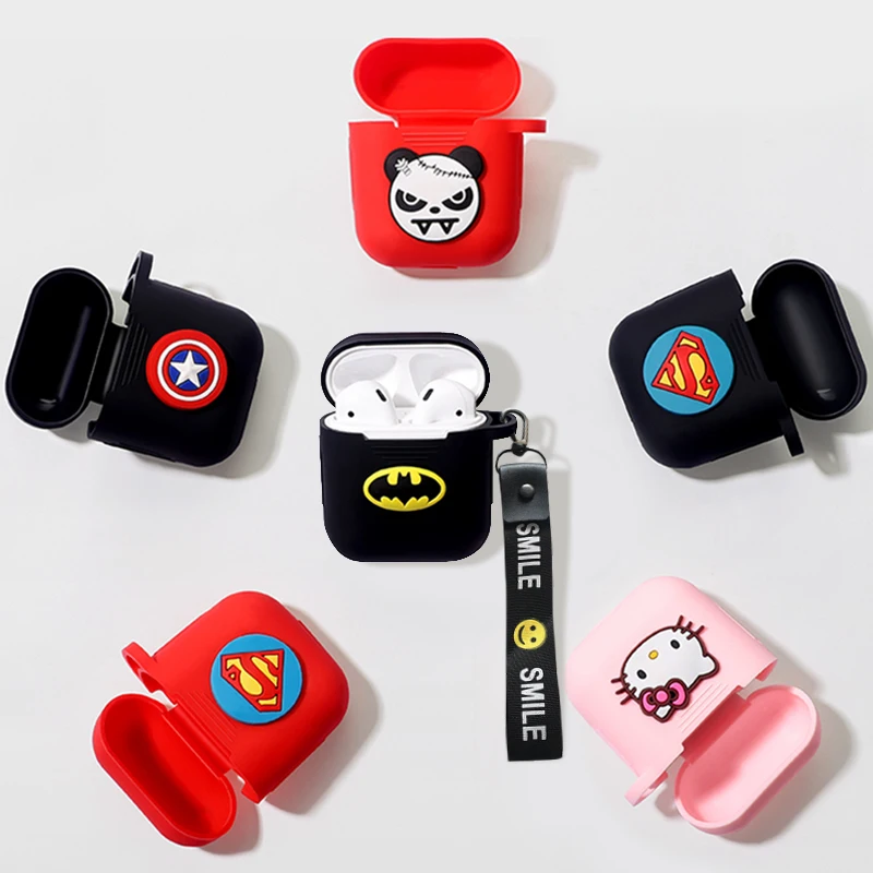 

Cartoon Marvel Silicone Bluetooth Wireless Earphone Case For Apple AirPods Cute Batman Cover For Airpods Charger Box Funda