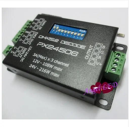 Лучшая цена DC12-24V PX24506 DMX декодер драйвер RGB Усилитель контроллер для 5050 3528 RGB светодиодные ленты светильник