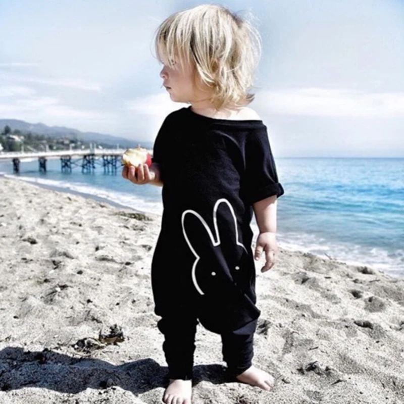 

Cute Baby Rompers 2017 Summer Outfit Clothes Newborn Baby Cotton Rabbit Pattern O-Neck Short Sleeve Jumpsuit Kids Baby Rompers