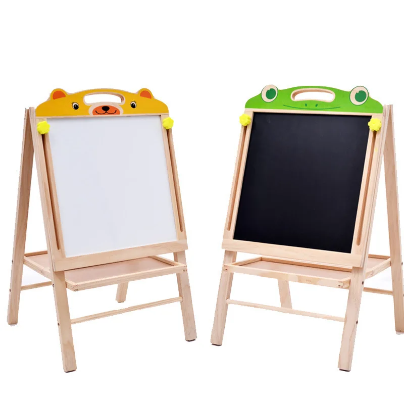 

Wooden Lifting Blackboard Folding Painting Magnetic Drawing Board Children Learning Toys Double-sided Bracket Type Writing Board