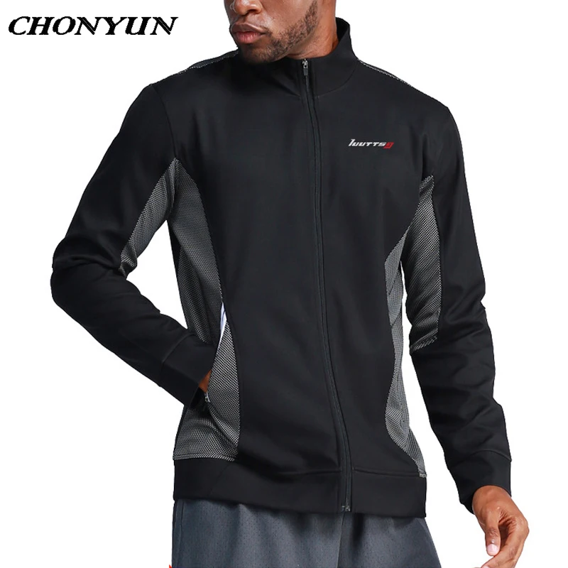 Goedkoop 2019 Winter Mannen Running Gym Sport Jas Mannen Running Rits Workout Training Outdoor Sweatshirt Gym Sport Jogging Jas Kleding