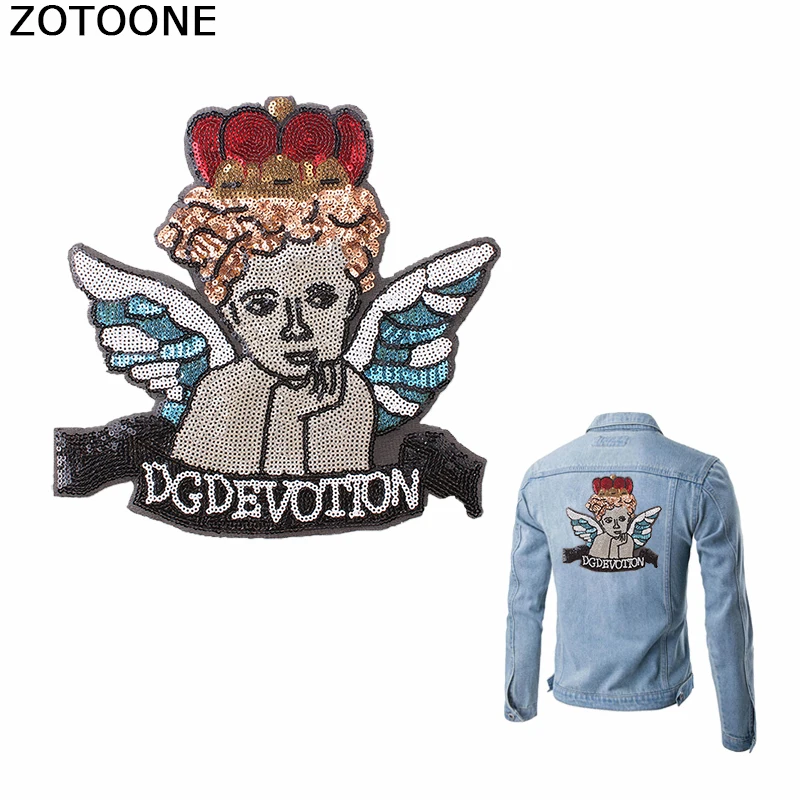 

ZOTOONE Sequined Angel Back Patches for Clothing Large Embroidered Patch Stickers on Clothes Decorations Iron on Patch Appliques