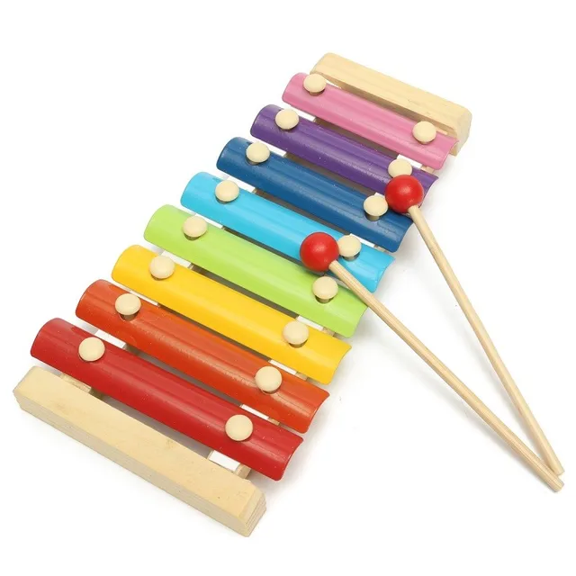Wooden Metal Xylophone For Children Baby Musical Educational