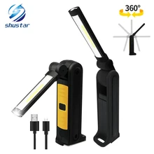 Lampe d'inspection COB lampe de poche LED Rechargeable USB, 4 modes de lumière, lampe torche suspendue à aimant arrière, étanche