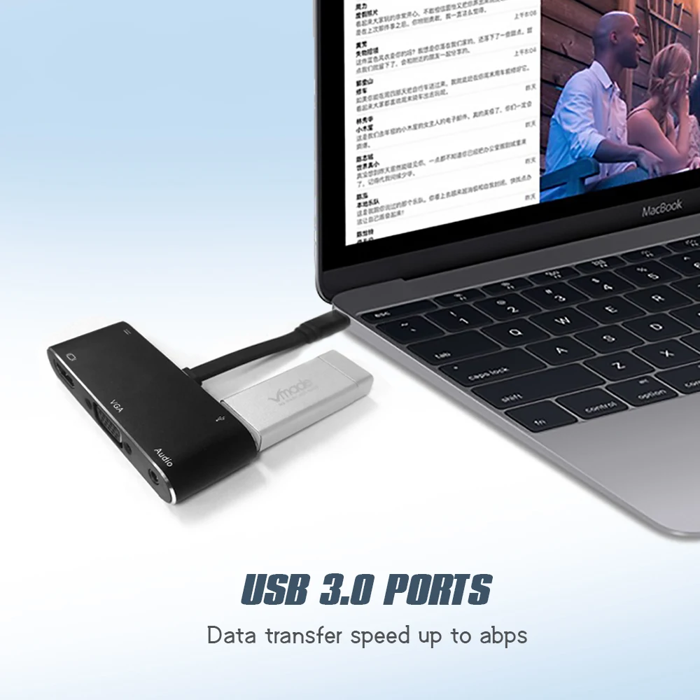 Ceny Konwerter telefonu 5 w 1 USB C na PD + HD + VGA + Audio + USB3.0 OTG kabel konwertera stacja dokująca do Samsung Huawei przejściówka do telefonu komórkowego