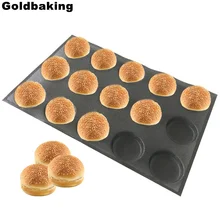 Plaques de cuisson antiadhésives en Silicone pour la cuisson des pains rouges, moules à hamburgers perforés, plateau à muffins