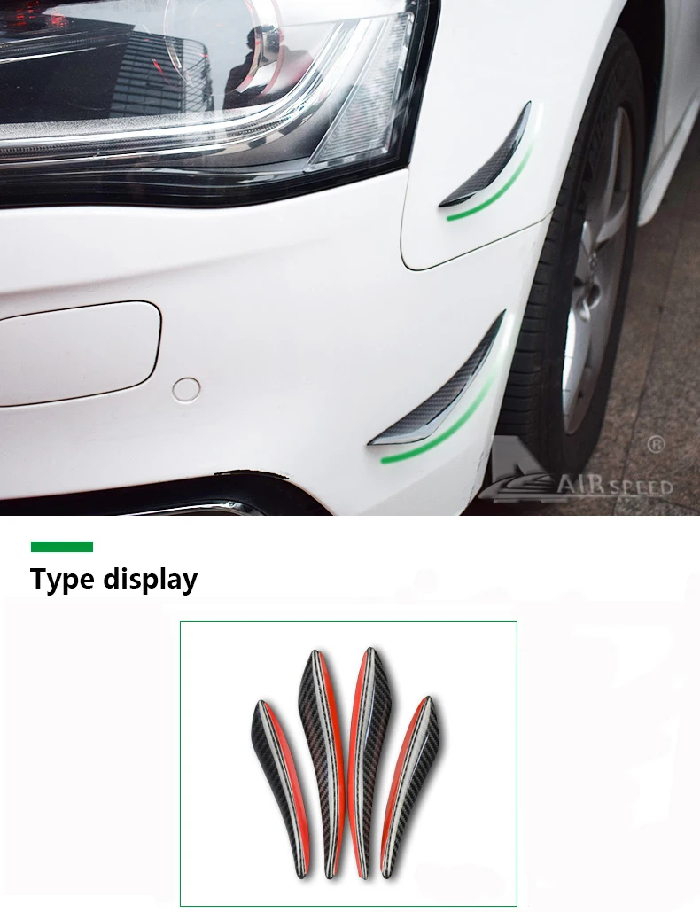 Airspeed for BMW E46 E39 E60 E90 F30 E36 F10 X5 F80 Carbon Fiber Front Bumper Blade Air Spoiler Mouldings Decoration Side Fender (1)