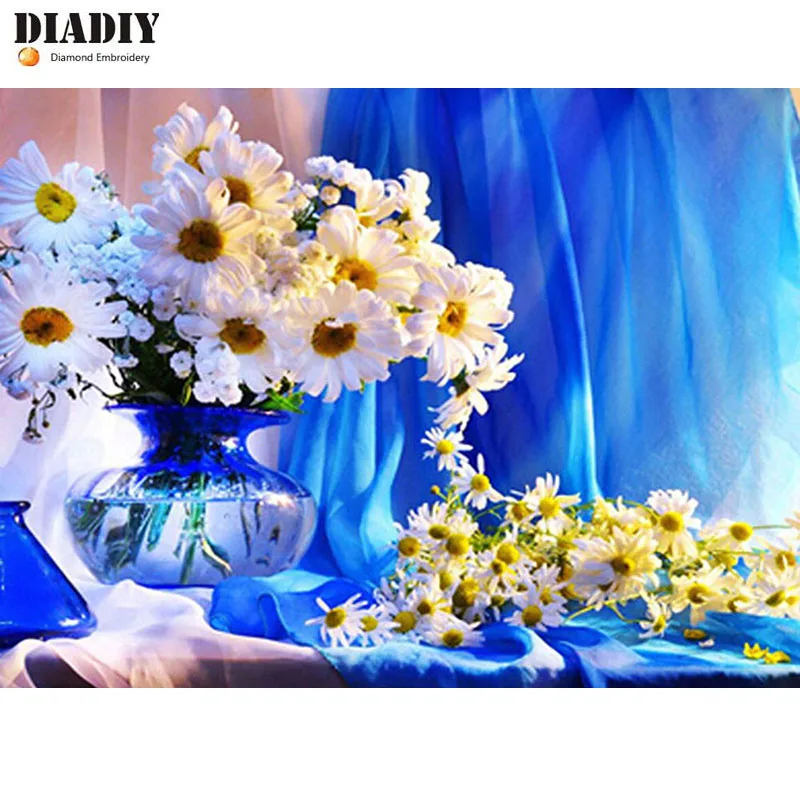 DIADIY 5D DIY Full Square/round Diamond Painting Daisies Flowers Embroidery Cross Stitch Rhinestone Mosaic Home Decor Sticker | Дом и сад
