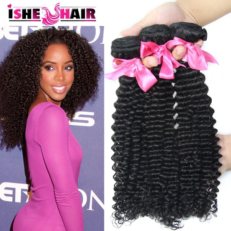 

6A Unprocessed brazilian kinky curly human hair extensions ISHE hair products brazilian virgin hair 3 bundles 8-30inch