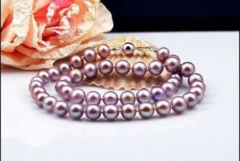 

classic AAA++9-10mmnatural south sea purple pearl necklace 18''