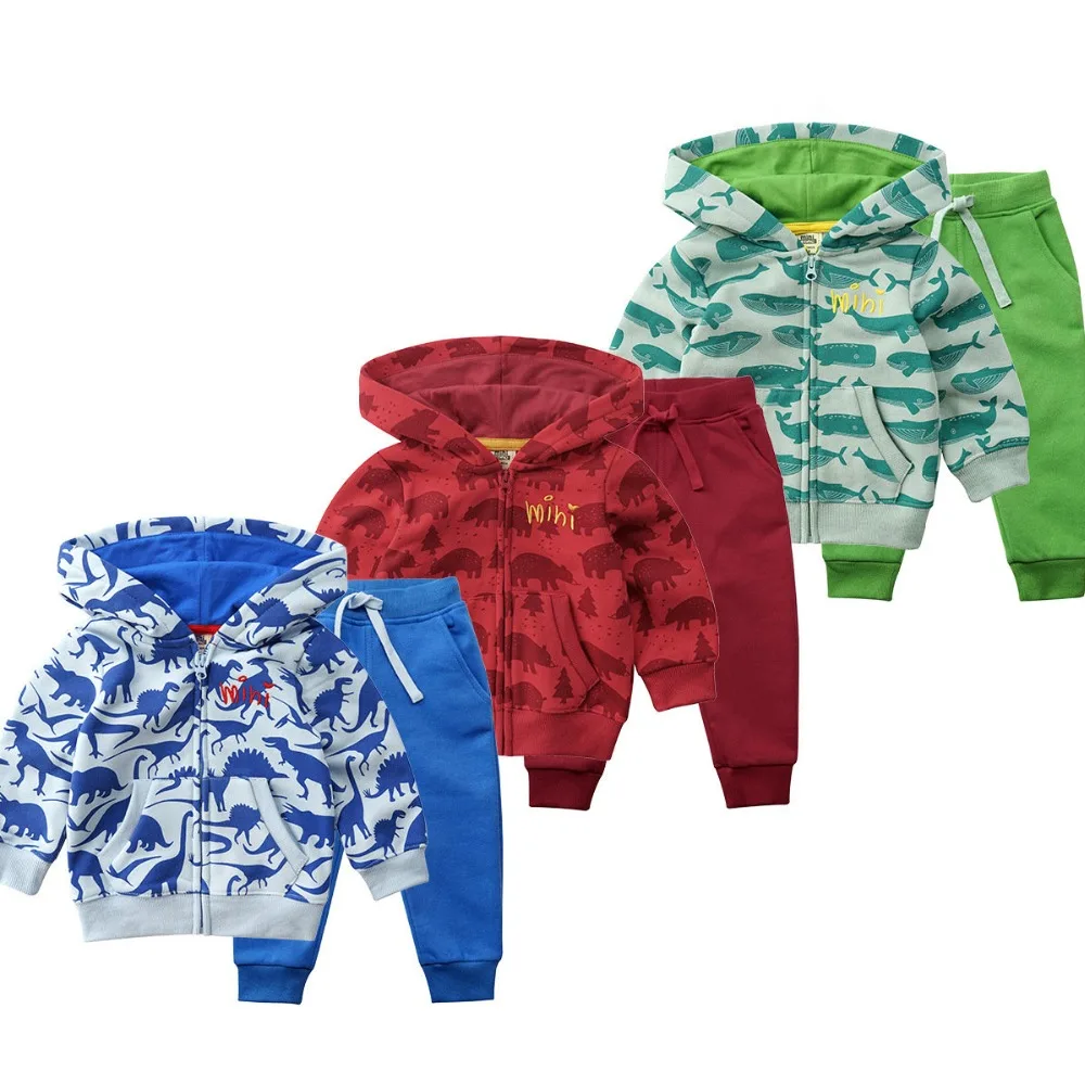 

HP-49, Dinosaur, autumn winter children boys clothing sets for 1-5T, thick cotton fleece