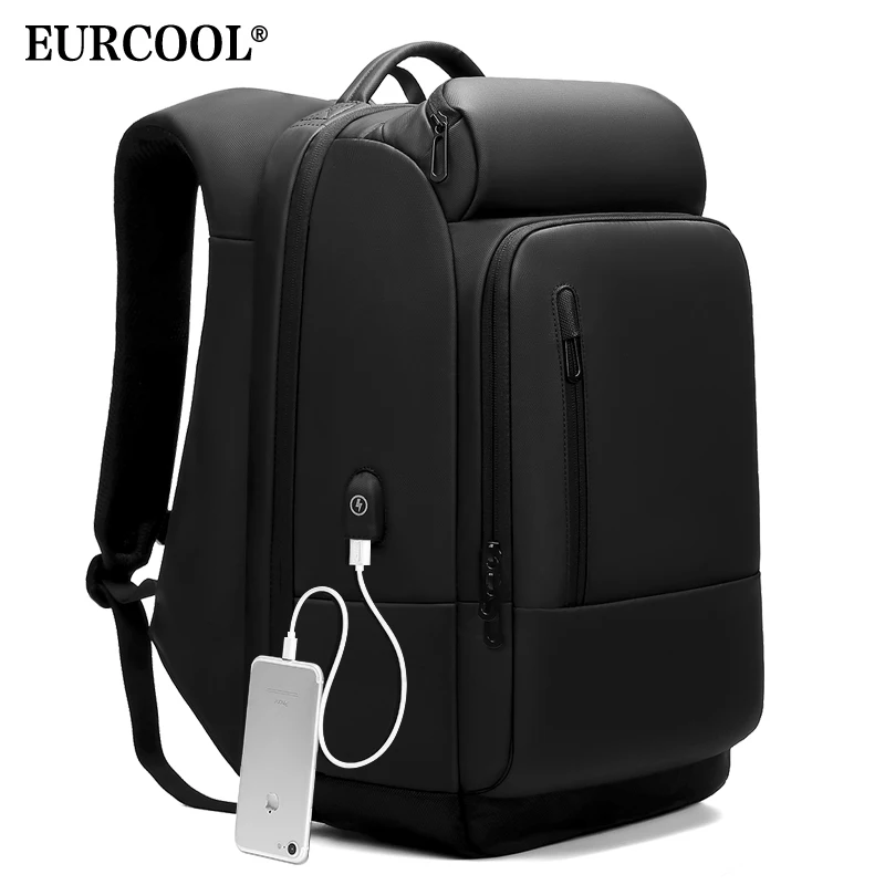 EURCOOL 17 pulgadas mochila portátil para hombres repelente al agua funcional mochila con puerto de carga USB viaje mochilas hombre n1755 - 1