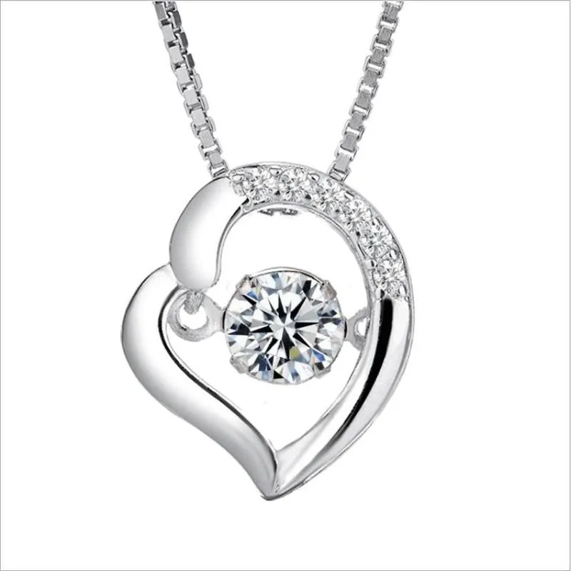 

Everoyal Trendy 925 Sterling Silver Necklace For Women Jewelry Charm Heart Clear Pendant Necklace Girl Necklace Accessories Lady