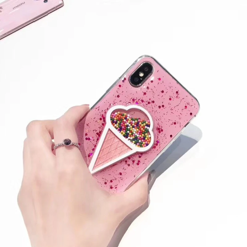 3D Dynamic Ice Cream Phone Case For iphone X Case Fashion Glitter Bling Back Cover Lovely Cartoon Cases For iphone X 10 Capa (5)
