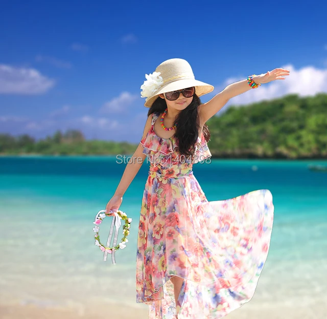 Floral Off Shoulder Beach Chiffon Dress For Girls Summer Fashion, Ages 4 13  Q0716 From Sihuai04, $11.82 | DHgate.Com