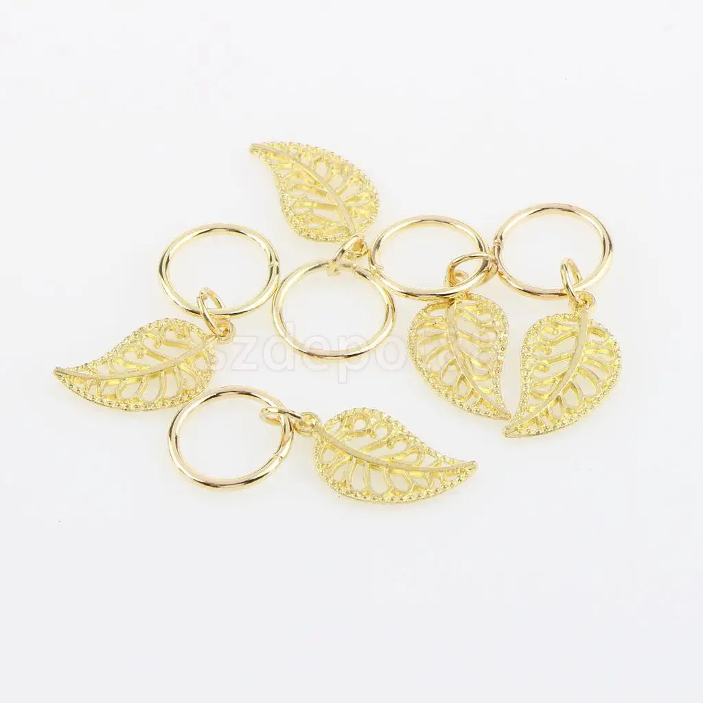 50pcs Hip Hop Hair Braid Rings Hair Loops Clips Bulk DIY Hair Accessories Headband - Star Leaf Shell Feather Snowflake Cross