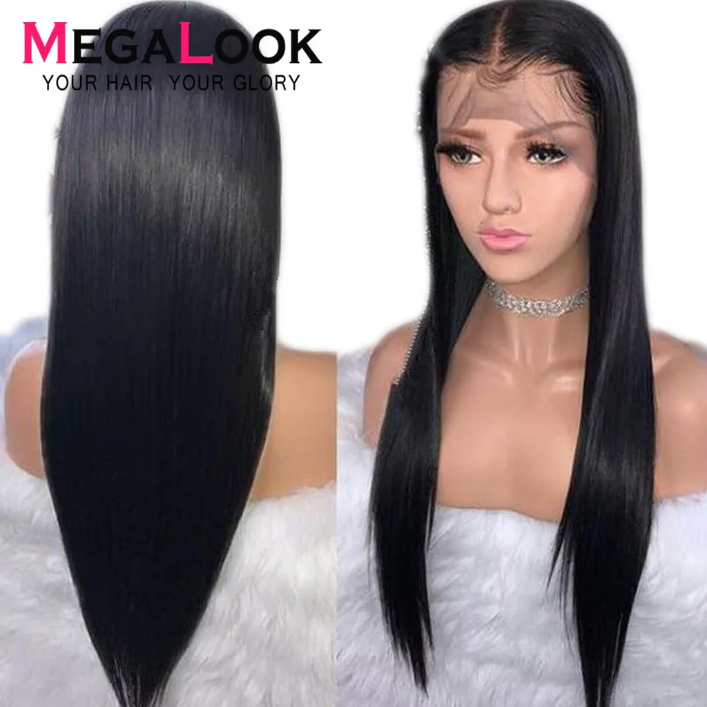 

Straight Human Hair Wigs 360 Lace Frontal Wig Pre Plucked With Baby Hair Frontal Wig Malaysian Remy Hair Wig Megalook