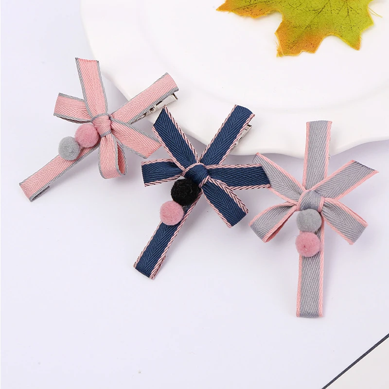 

2019 New Fabric Bow Hairpin Korean Version Of The Ball Ball Bow Clip Korean Popular Hair Accessories Ladies Headwear Accessories