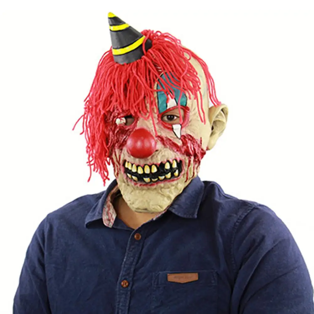

Horror Red Hair Bloody Plush Clown Latex Masks Haunted House Cover Ghost Party Mask for Halloween Dress Up Party Supplies