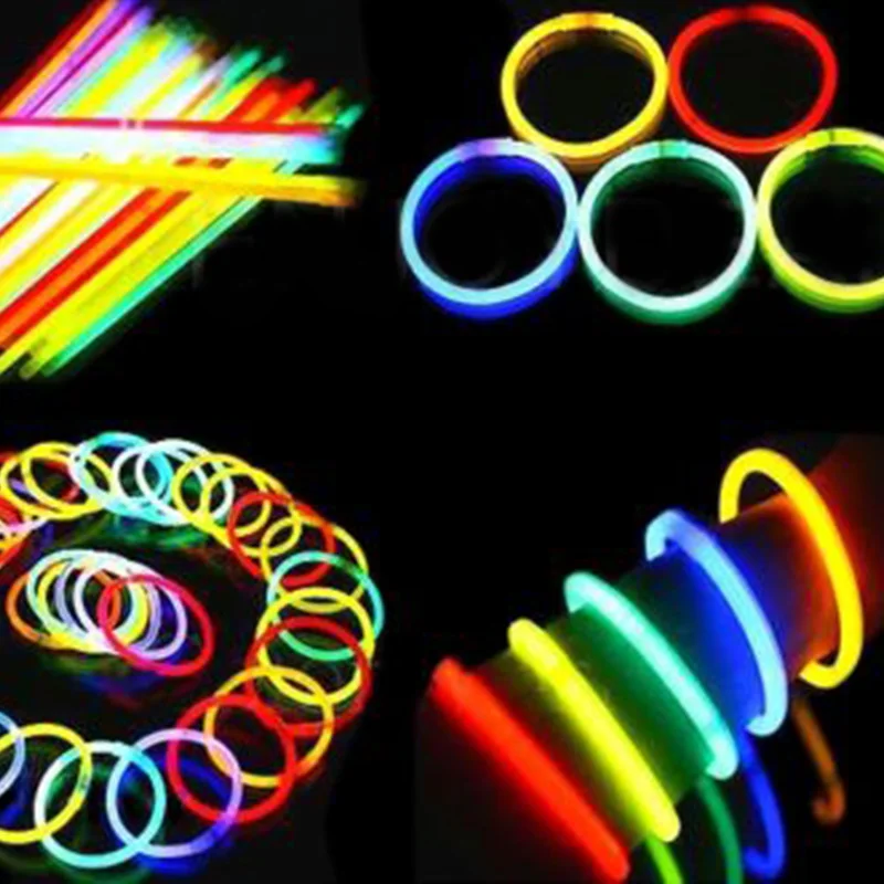 

100 Pcs/Set Glow Sticks Bracelet Necklaces Neon Party Lights Premium Party Favors MJJ88