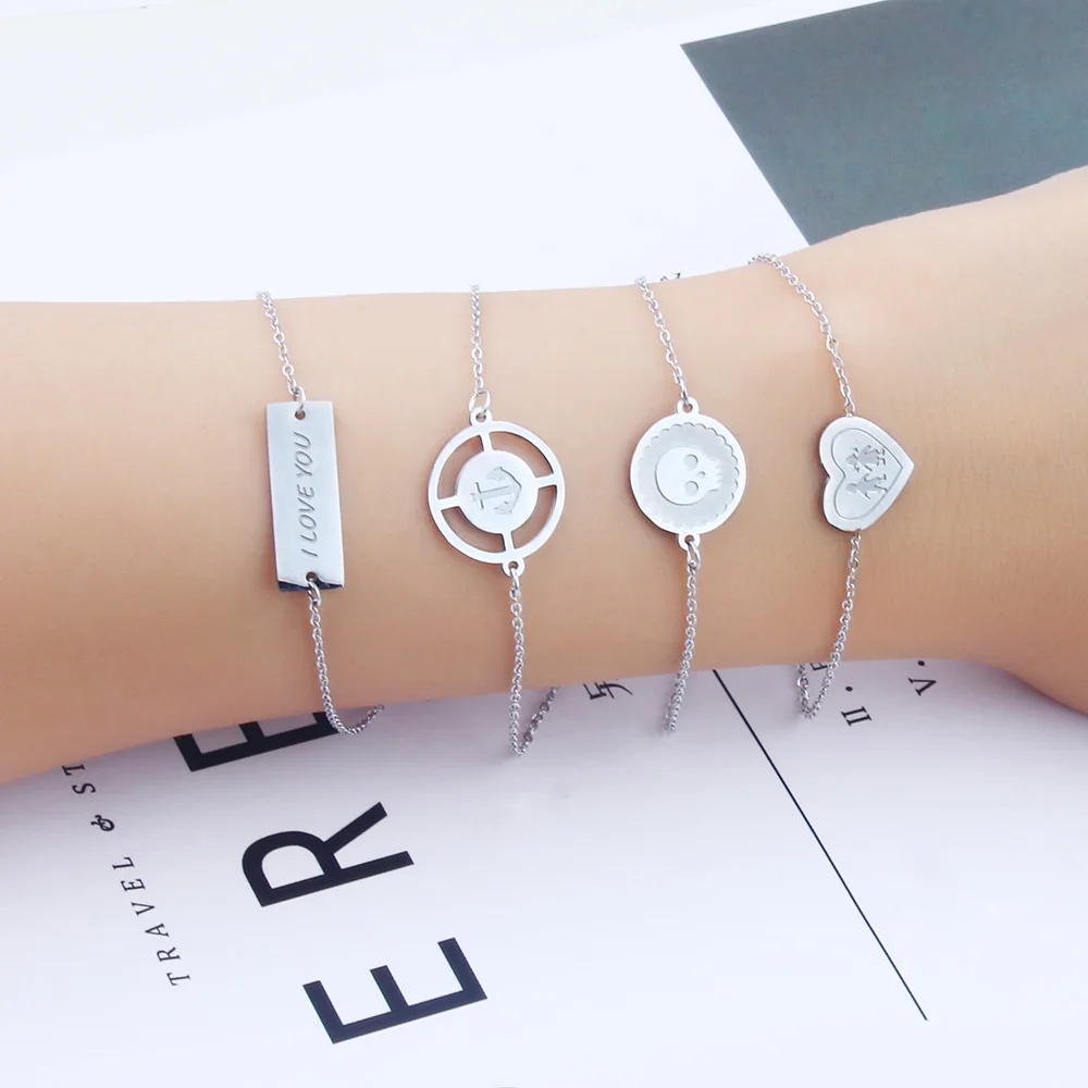 SHE WEIER chain link bracelet women stainless steel couple bracelets & bangles for women female braclet Jesuscross Infinity Fashion Jewelry