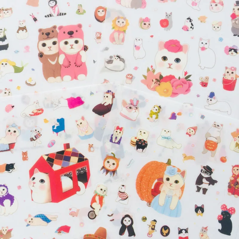 

4 Sheets Sweet Cute Cat Kitten DIY Decorative Stickers Diary Phone Bottle Notebook Decoration Stick Label
