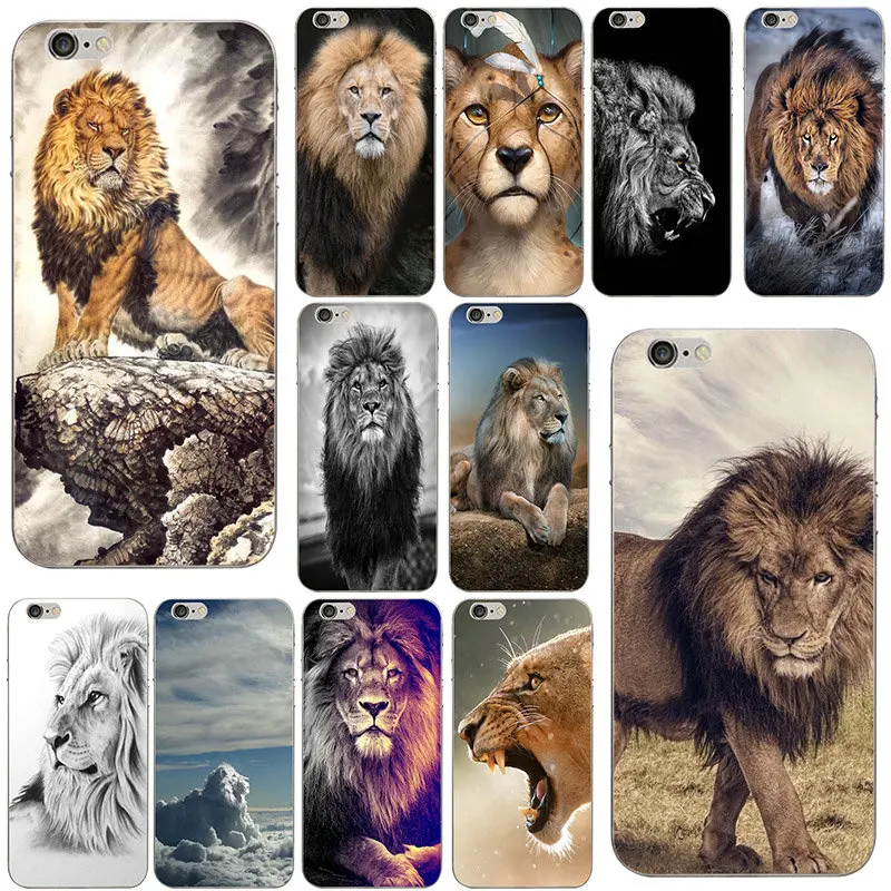 Мягкие силиконовые чехлы для мобильных телефонов King Lion Drawing Art из ТПУ iPhone 8 7 6 S Plus X