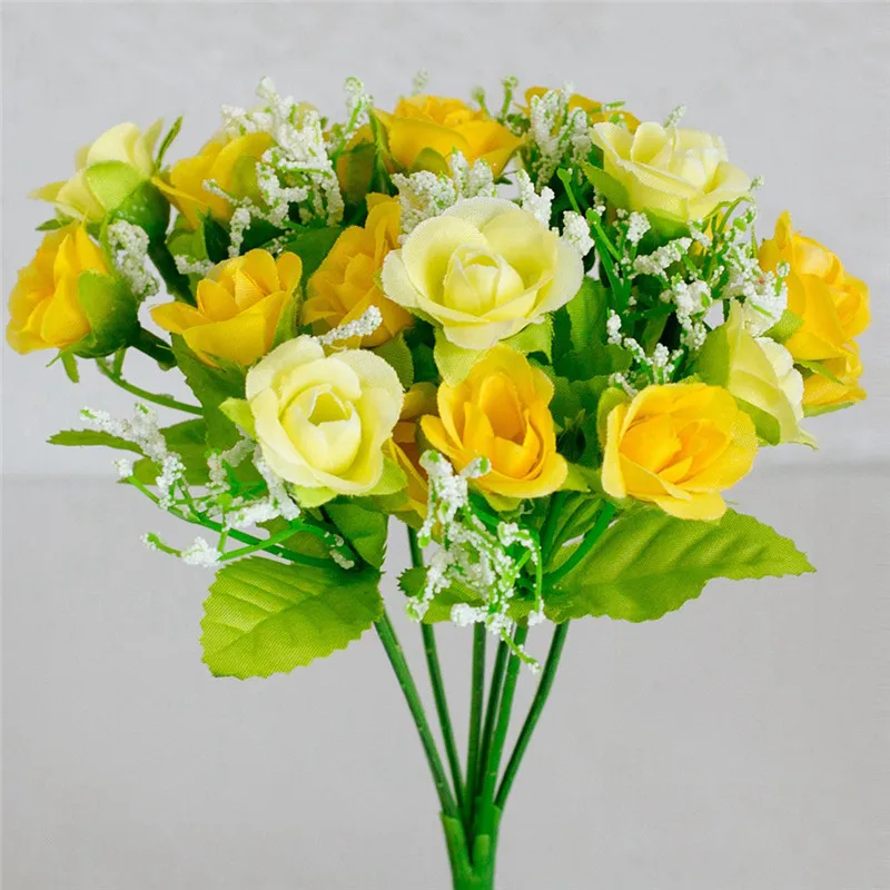 Silk flower wedding bouquet roses Artificial flowers fake leaf wedding flower bridal bouquets decoration fast sent dropship ping - Цвет: as picture shows