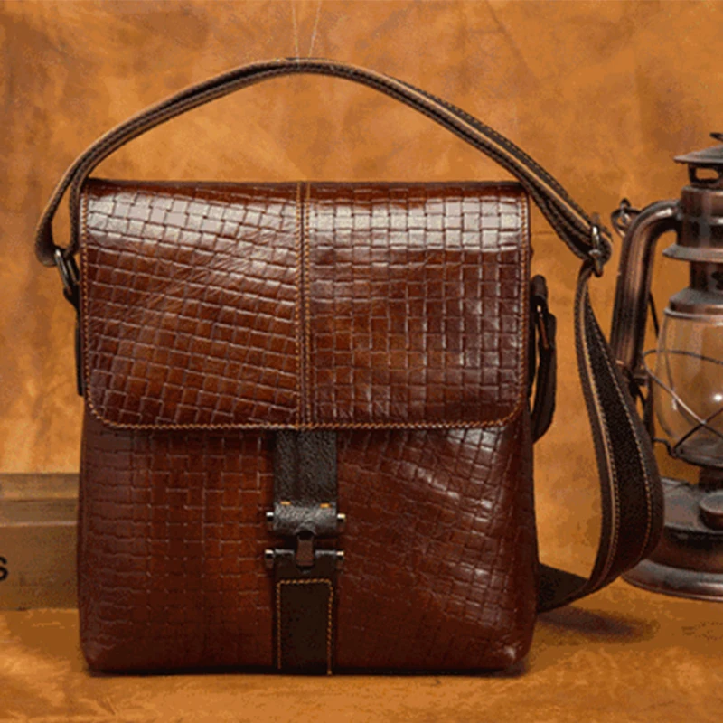 

Hot Sale Oil Wax Cowhide Genuine Leather Men Vintage Shoulder Bag Casual Male Cross Body Briefcase Business Messenger Bags