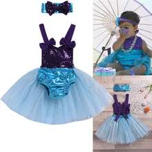 PUDCOCO Милая малышка Русалочка набор бикини c бантом танкини для купания пляжные купальники с юбкой-пачкой купальники 0-24 м