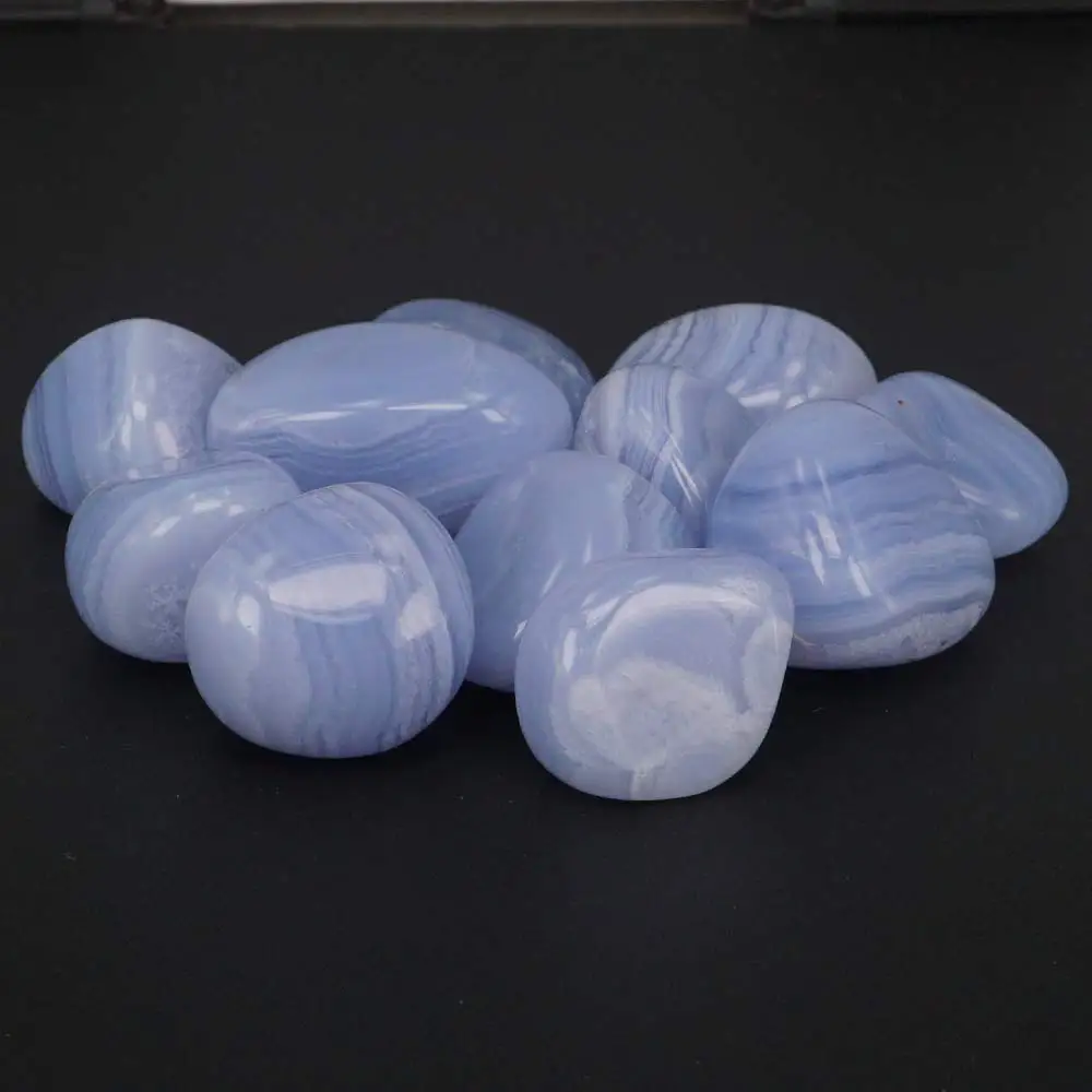 Bulk Tumbled Chalcedony Blue Lace Agate Stones Natural Polished Gemstone Supplies for Wicca, Reiki, and Energy Crystal Healing