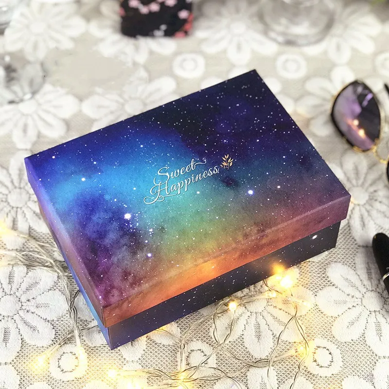 Простая медная картонная подарочная коробка, индивидуальная Ретро Подарочная коробка звездного неба, креативная бизнес-подарочная коробка от кутюр, большая подарочная коробка, 3 шт