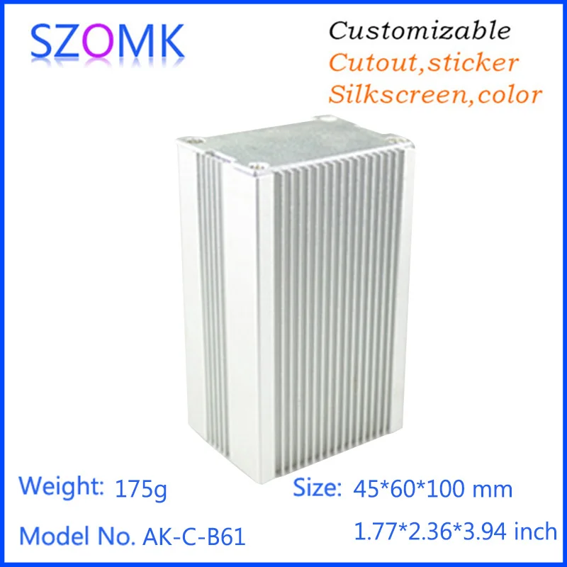 

1 pc, 45*60*100mm szomk aluminum housing electronics enclosure diy project box hot selling aluminum pcb amplifier extruded box