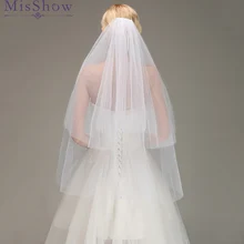 Лучшие продажи белый цвет слоновой кости два слоя Свадебные аксессуары простая короткая Фата с расческой 75 см* 100 см Veu Noiva Curto Свадебные вуали