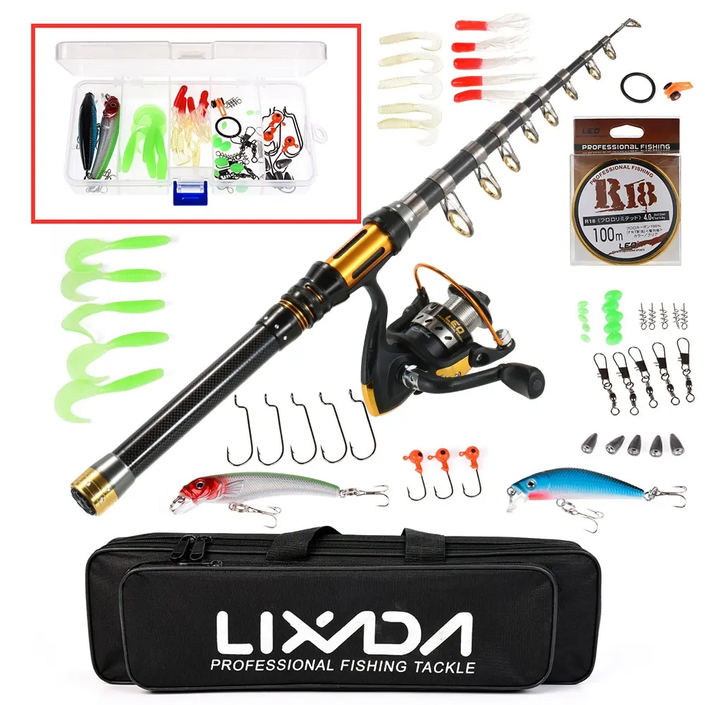 telescopic fishing rod and reel combo full kit