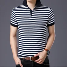 Брендовая дизайнерская мужская рубашка поло Новая летняя деловая модная дышащая полосатая рубашка поло с коротким рукавом Одежда