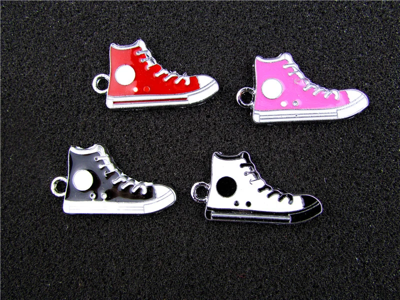 

AE631 Mix Color 50Pcs Alloy Metal Enamel Canvas shoes Charms Pendant 32x18mm