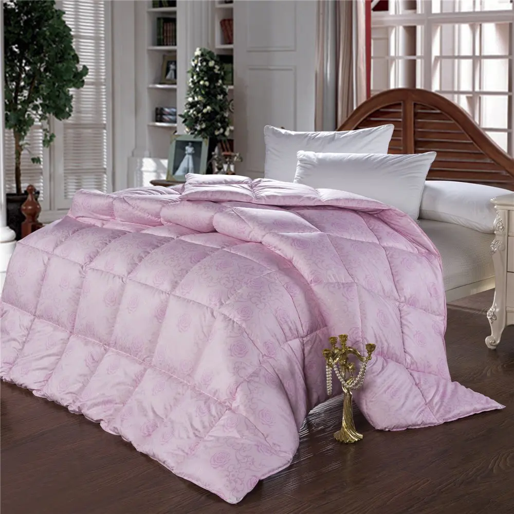 European Edredon funda 100 goose down comforter double feather quilt bedding filling pure pink white duvet