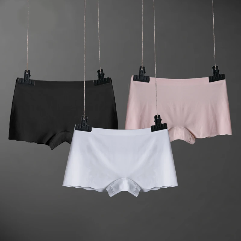 

Seamless Safety Short Pants Women Boxer shorts Underwear Ladies Knickers Stretch Nylon Comfortable Panties Ice Silk gril Shorts