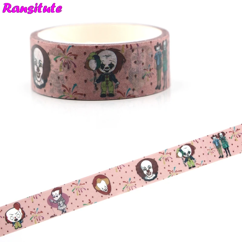 

Ransitute R469 Clown Japan Pocket Washi Tape Gift Box DIY Book Masking Tape Color Decoration Detachable Sticker